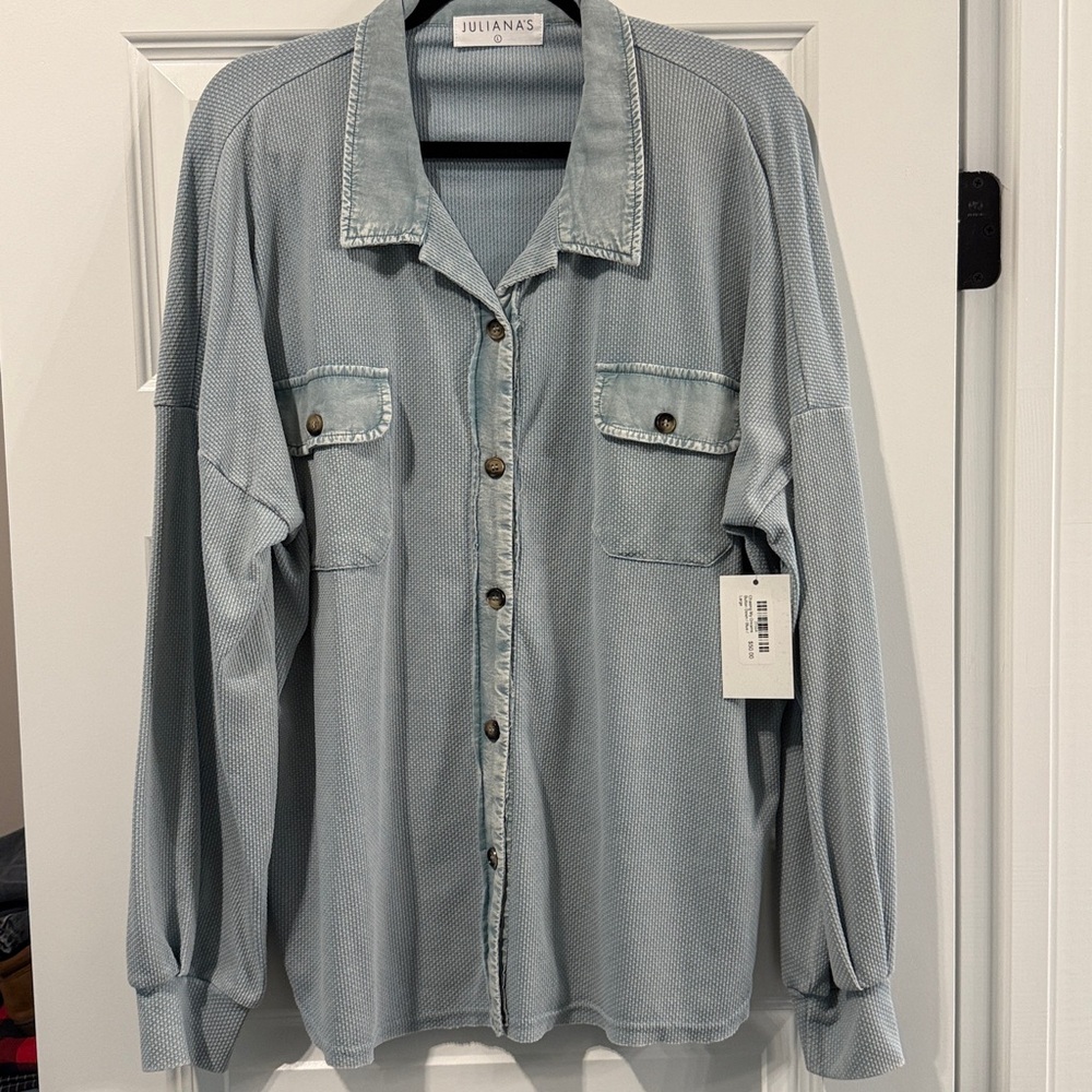 NWT Juliana's Blue Button Down Shirt for Women